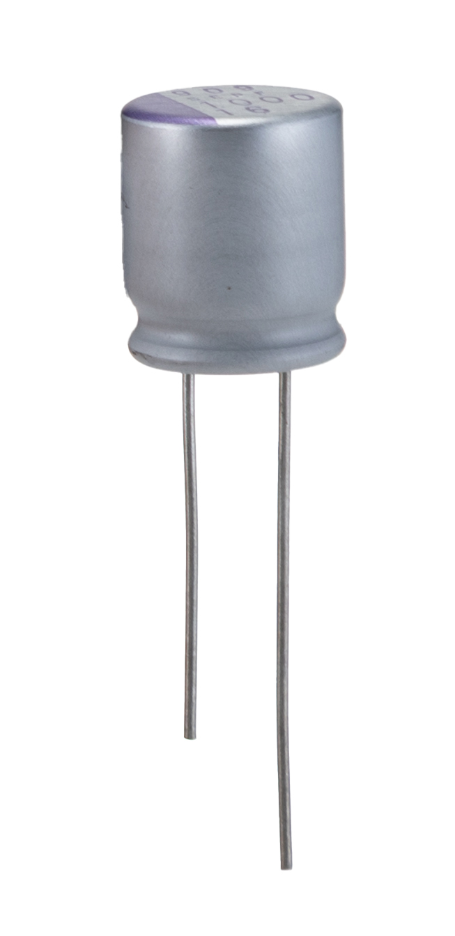 Panasonic 1 mF Through Hole Polymer Capacitor, 16V dc
