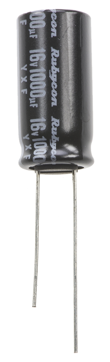 Rubycon 1000 μF Capacitor 16V dc, Radial, Through Hole - 16YXF1000M10X20