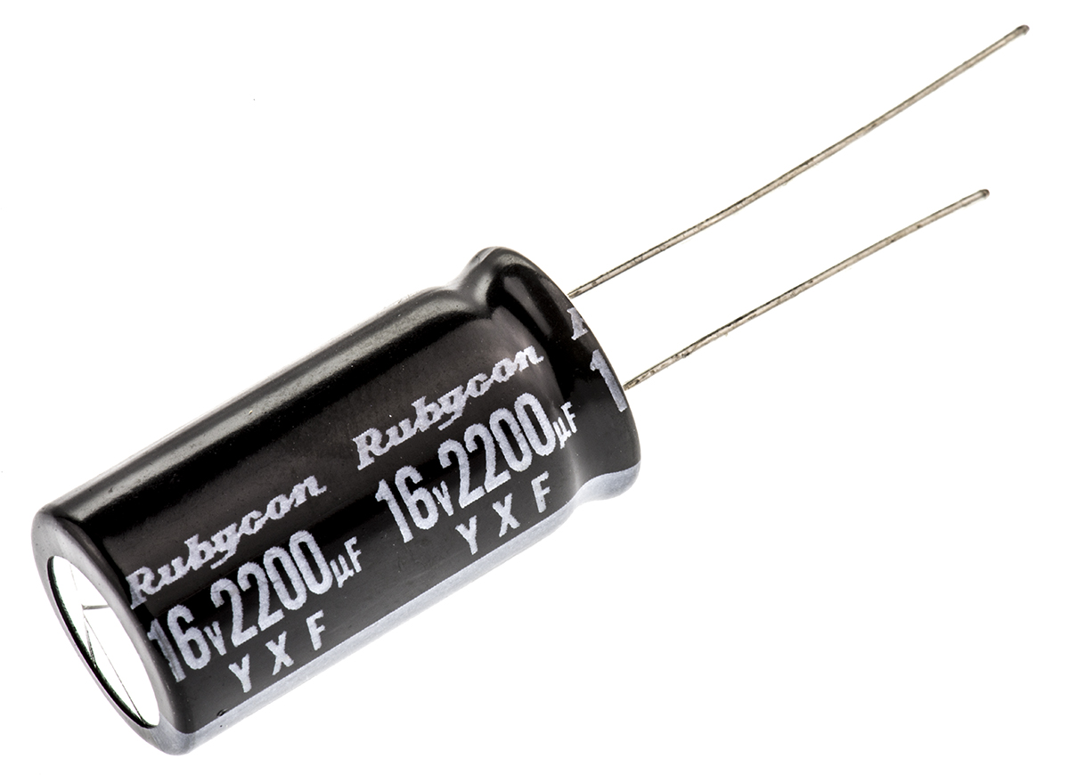 Rubycon 2200 μF Capacitor 16V dc, Through Hole - 16YXF2200M12.5X25 Radial Lead