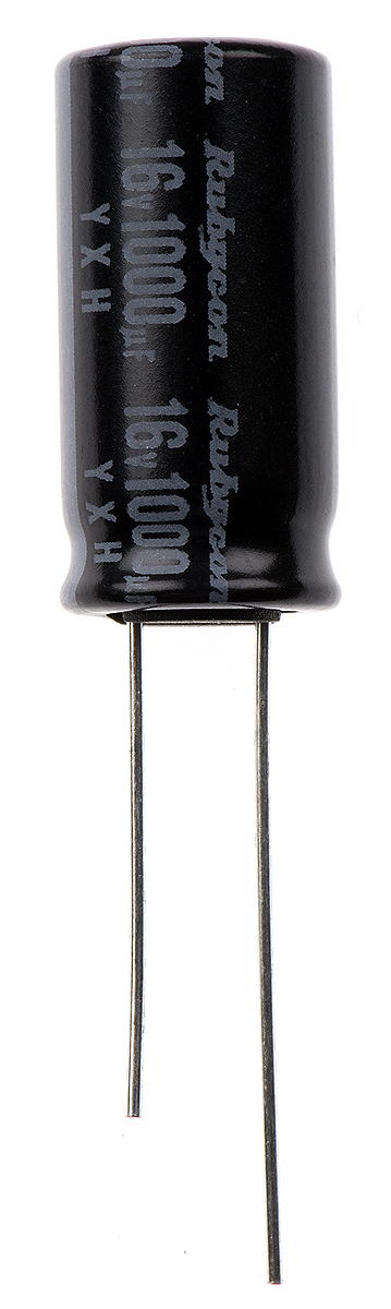 Rubycon 1000 μF Capacitor 16V dc, Radial, Through Hole - 16YXH1000MEFC10X20 PC Pin