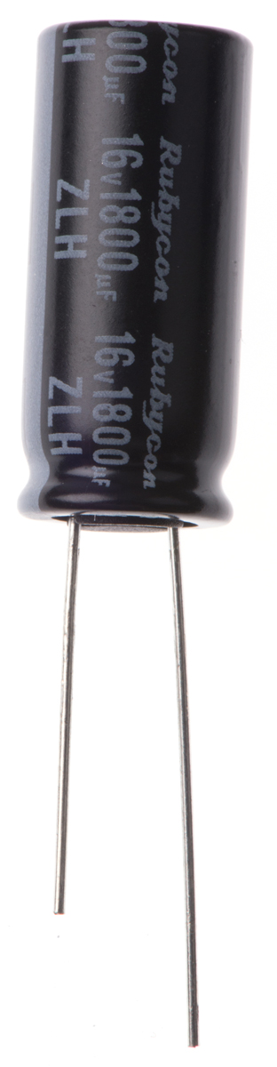 Rubycon 1800 μF Capacitor 16V dc, Radial, Through Hole - 16ZLH1800MEFC10X23