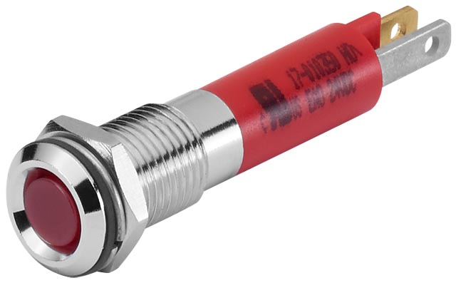 EAO, 17, Panel Mount Red, Yellow, Green LED Indicator, 8 mm Cutout, IP67, Round, 24V