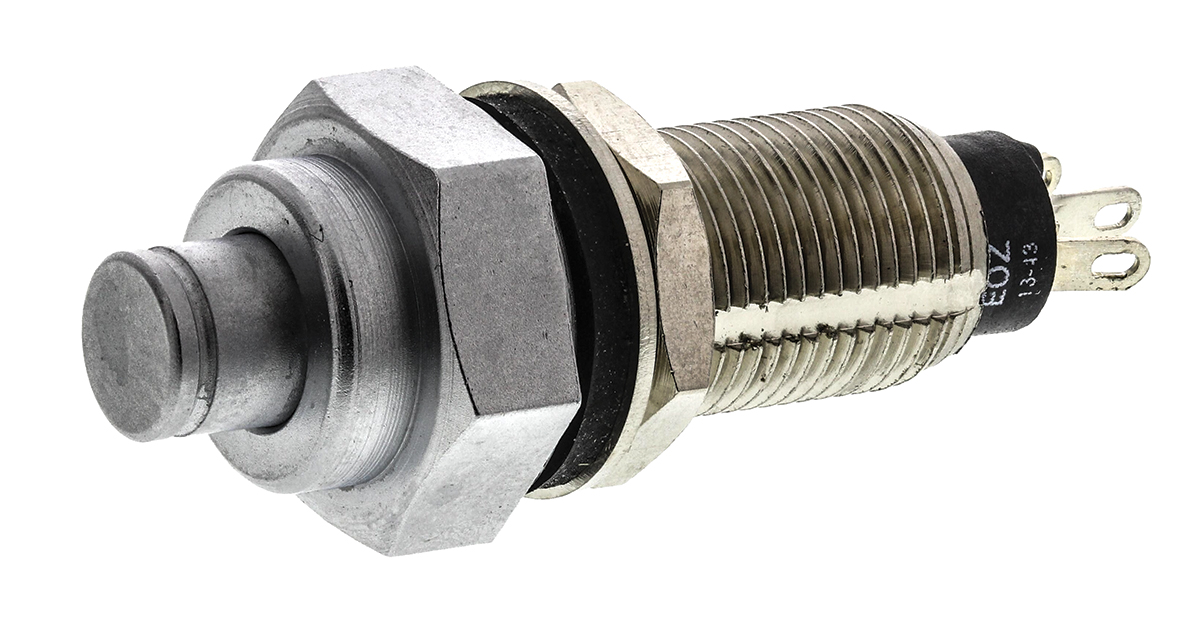 EOZ DJET Series Push Button Switch, Momentary, Panel, 10 mm Cutout, SPST, IP67 110 V ac