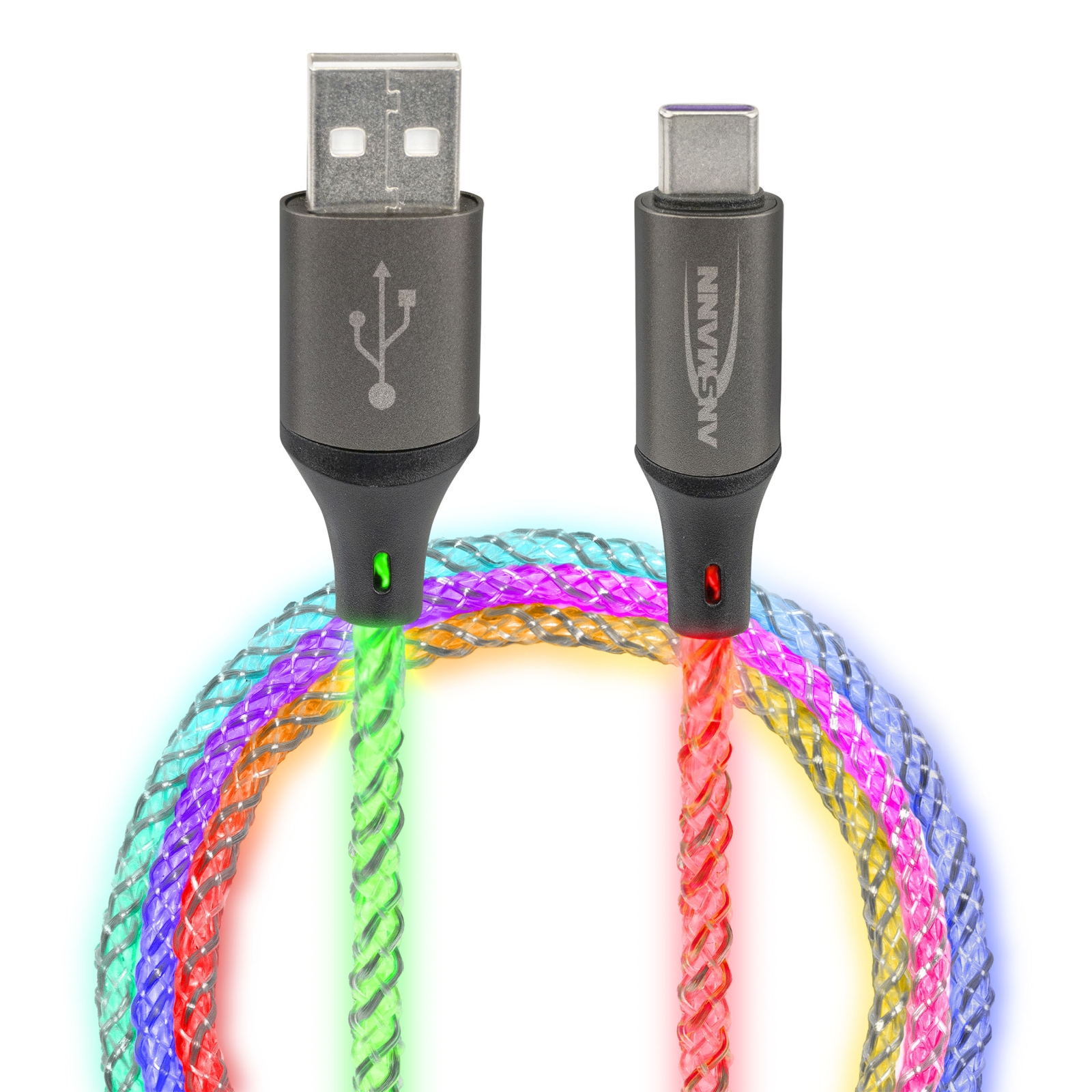 Ansmann USB Cable, Male USB Type A to Male, USB 2.0 USB Type C, 100 cm