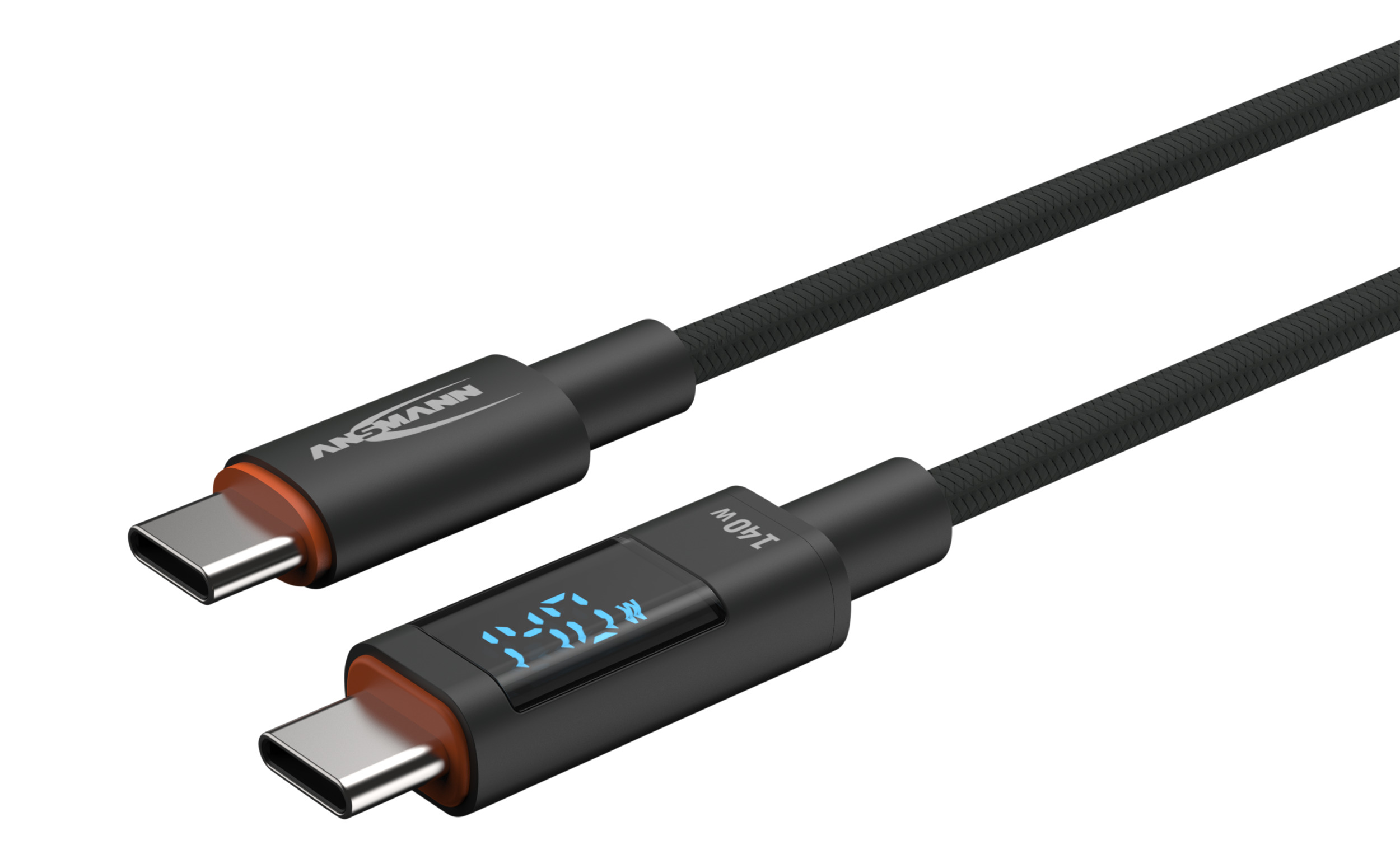 Ansmann USB Cable, Male USB Type C to Male USB Type C, Grey, 2 m