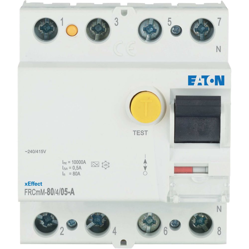 Eaton xEffect - FRCmM Series Residual Current Circuit Breaker, 80A, 4-Pole, 500 mA, Type A, 10 kA 415V ac