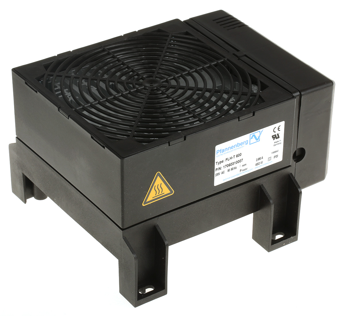 Pfannenberg Enclosure Heater, 230V ac, 600W Output, 650W Input, 40 °C 164mm x 164 mm