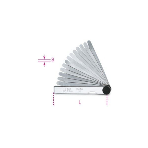 BETA 1708/13 Steel Feeler Gauge, 13 Blades