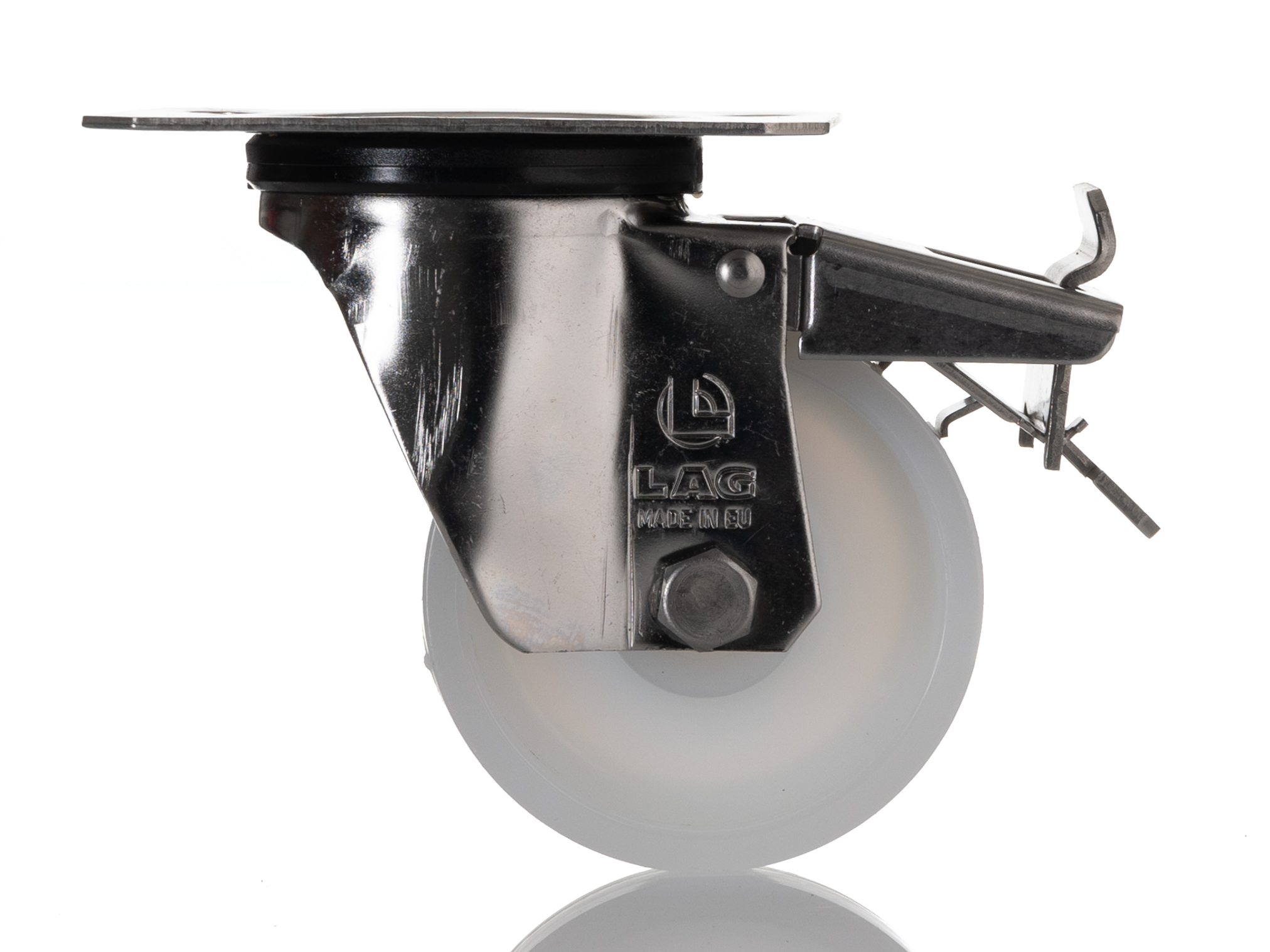 17127-fr LAG Braked Swivel Castor, 150 kg Capacity, 80 mm Wheel