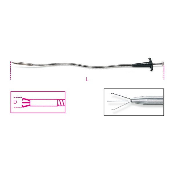 BETA Flexible Pickup Tool Pick Up Tool, 500 mm Steel