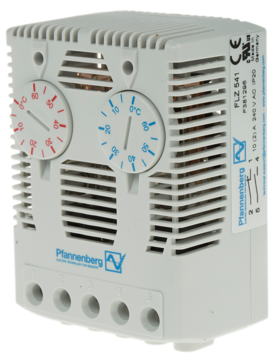 Pfannenberg FLZ NC/NO Enclosure Thermostat, 15 A, 120V ac, 240 V ac, 80 °C, 0 °C