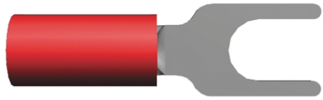 TE Connectivity, PLASTI-GRIP Insulated Crimp Spade Connector, 22 AWG to 16 AWG, M4 Stud Size, Red