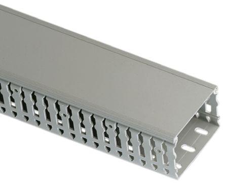 636107 Legrand Transcab Grey PVC Open Slot Slotted Trunking Slotted Panel Trunking, W40 mm x D60mm, L2m