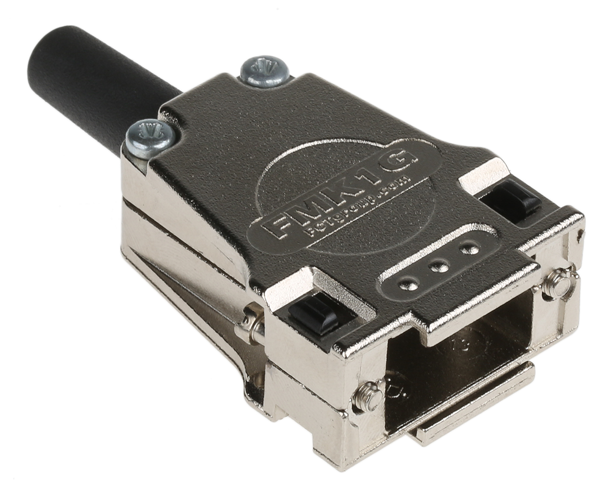 FCT from Molex FMK Series Die Cast Zinc Straight D-Sub Backshell, 9 Way Strain Relief