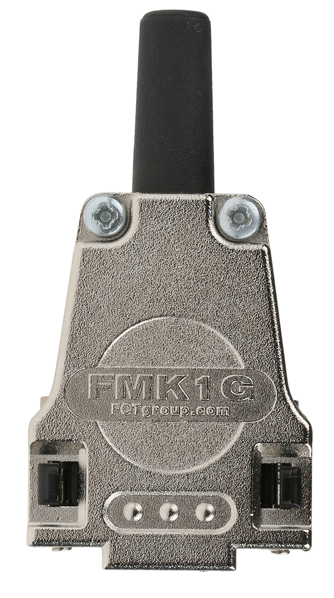 172704-0096 FCT from Molex FMK Series Die Cast Zinc Straight D-Sub Backshell, 9 Way Strain Relief