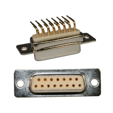 Norcomp 173 15 Way Right Angle 2.75 mm Pitch Panel Mount D-Sub Connector, with 4 to 40 Screw Lock Female