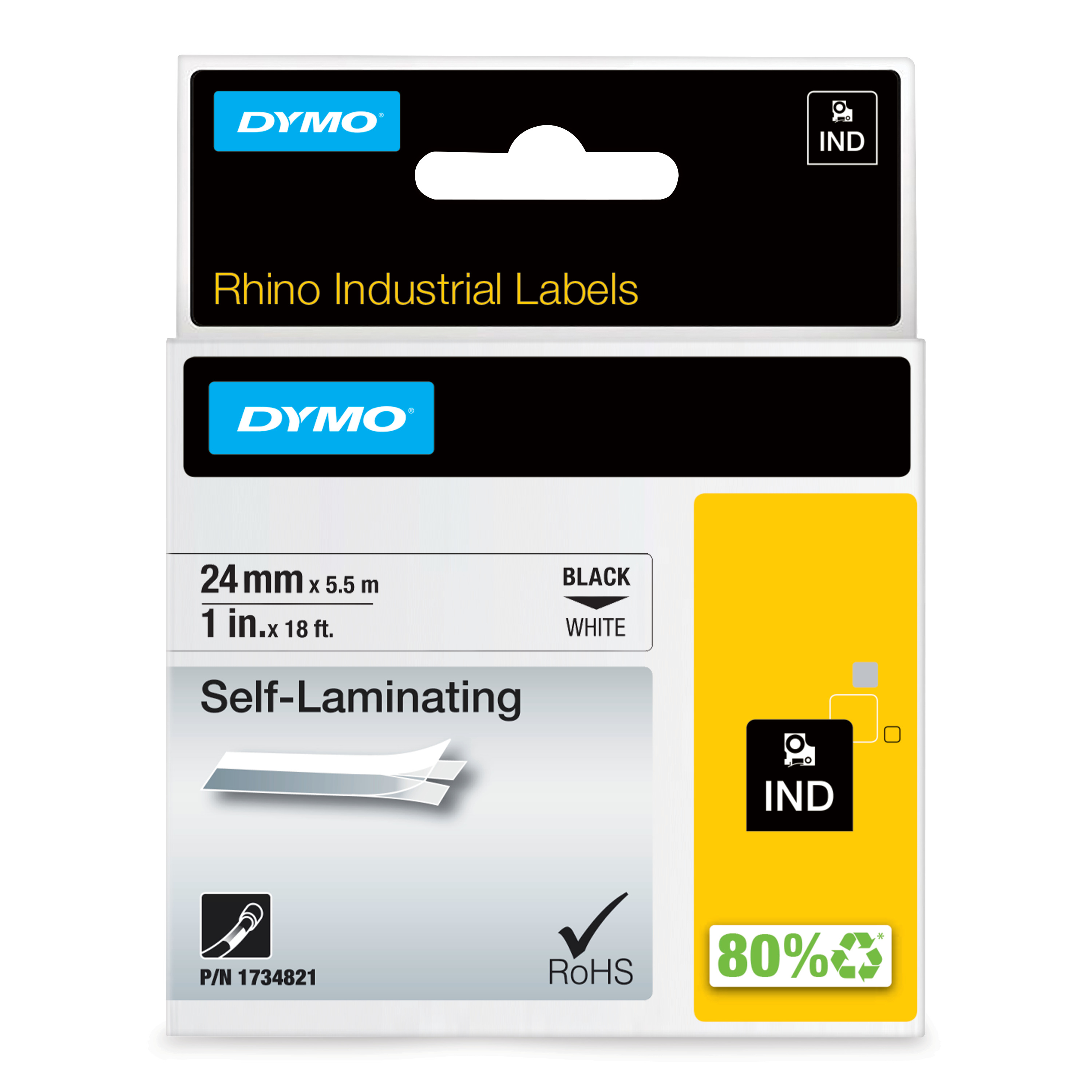 Dymo Black on White Label Printer Tape, 5.5 m Length, 24 mm Width