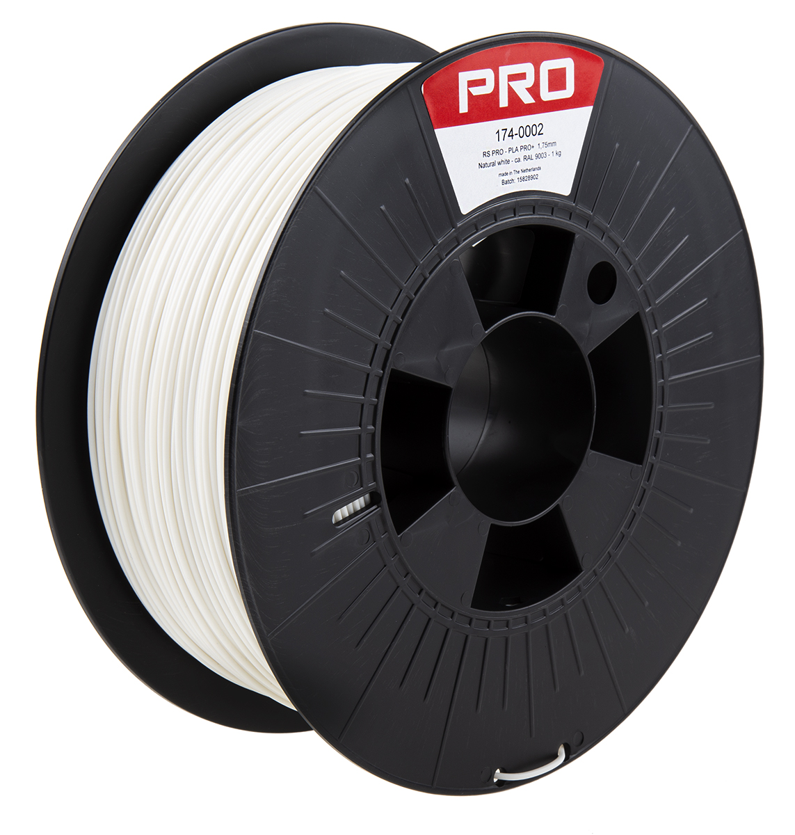 RS PRO 1.75 mm White PLA 3D Printer Filament, 1 kg