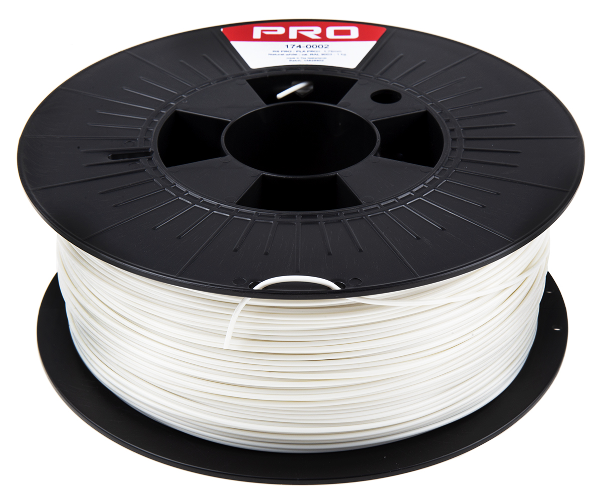 174-0002 RS PRO 1.75 mm White PLA 3D Printer Filament, 1 kg