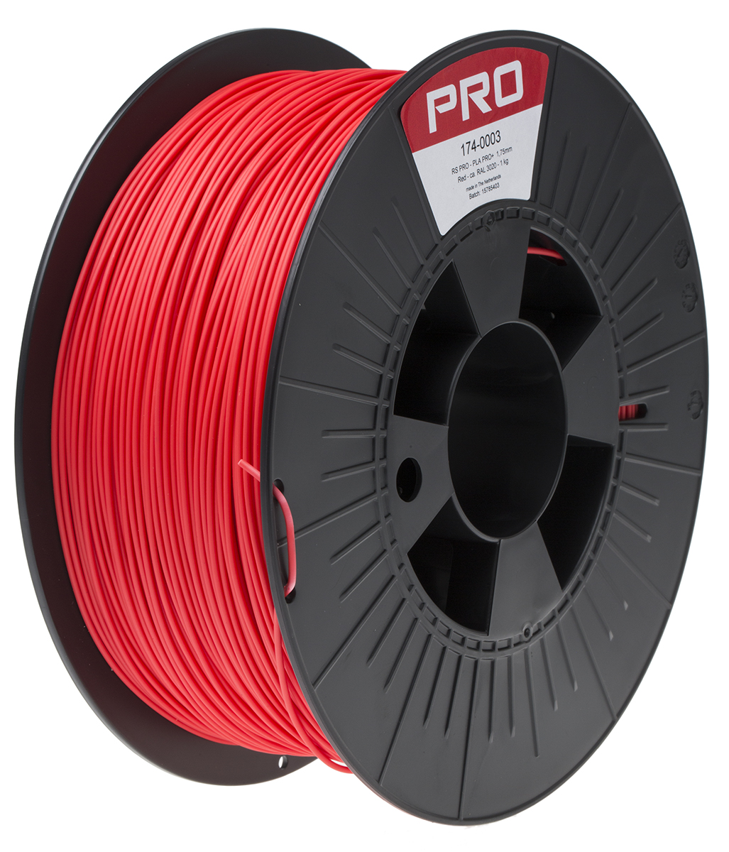 RS PRO 1.75 mm Red PLA 3D Printer Filament, 1 kg
