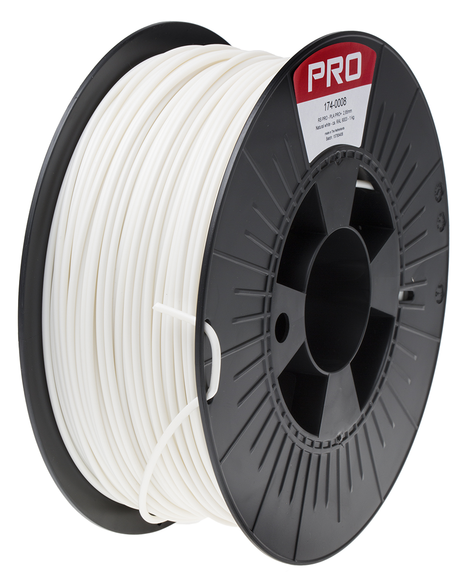 RS PRO 2.85 mm White PLA 3D Printer Filament, 1 kg