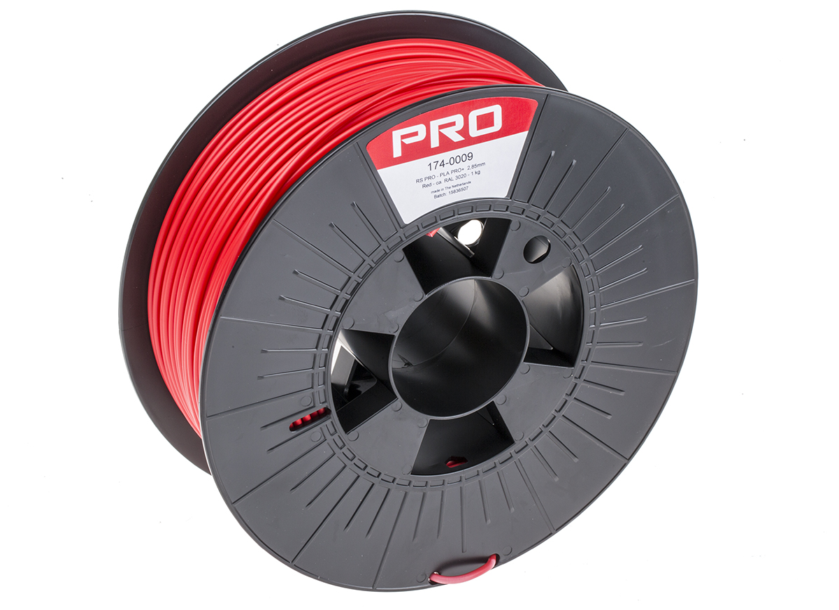 RS PRO 2.85 mm Red PLA 3D Printer Filament, 1 kg