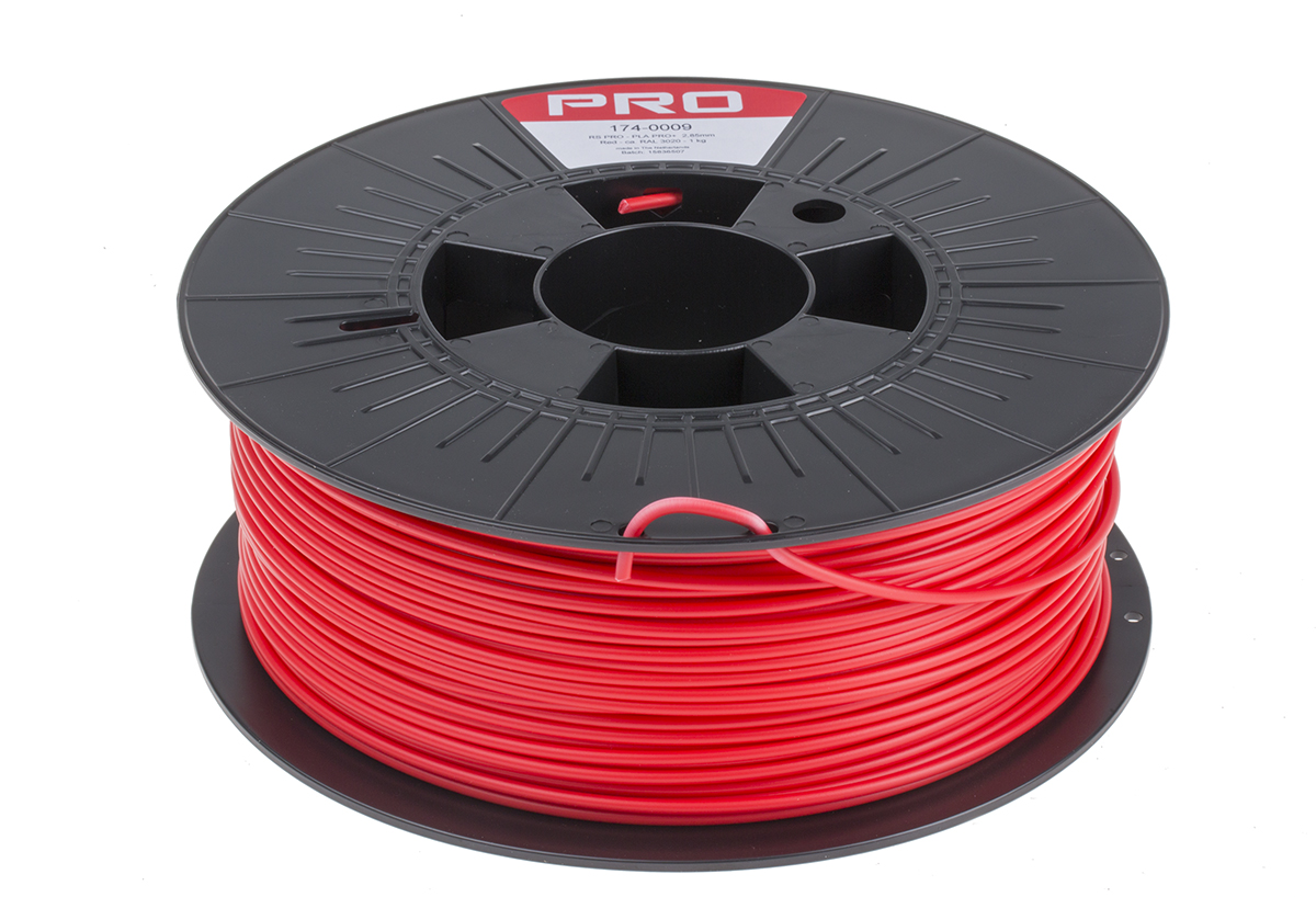 174-0009 RS PRO 2.85 mm Red PLA 3D Printer Filament, 1 kg