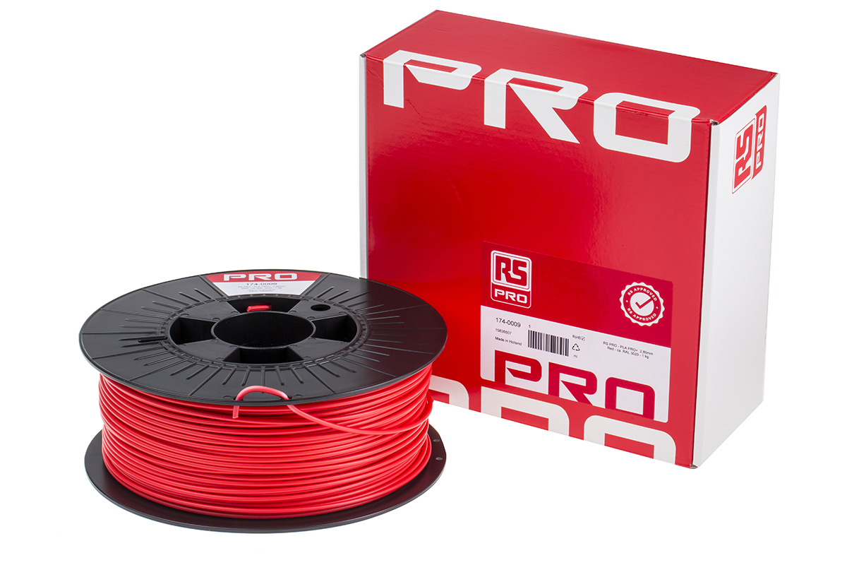 174-0009 RS PRO 2.85 mm Red PLA 3D Printer Filament, 1 kg