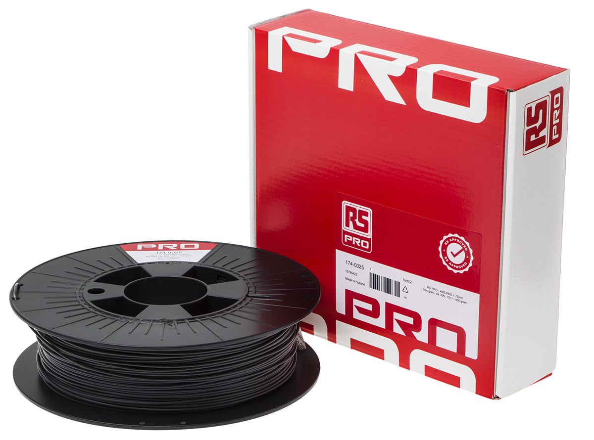 174-0025 RS PRO 1.75 mm Grey ABS-X 3D Printer Filament, 500 g