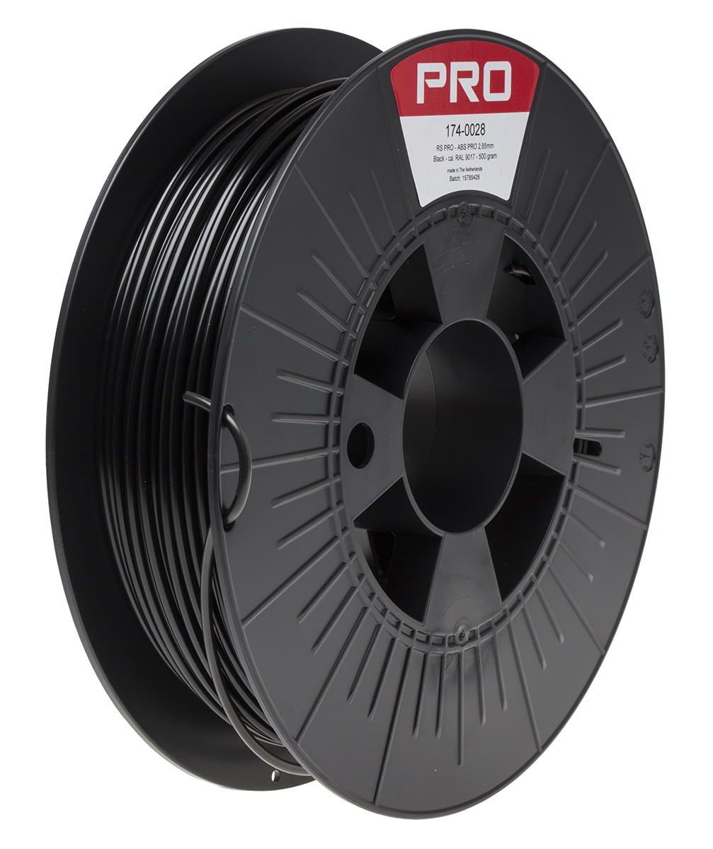 RS PRO 2.85 mm Black ABS-X 3D Printer Filament, 500 g