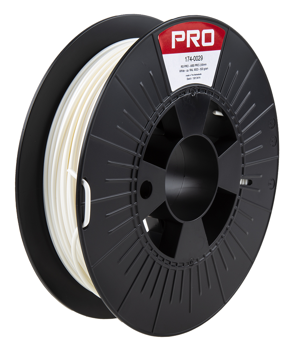 RS PRO 2.85 mm White ABS-X 3D Printer Filament, 500 g