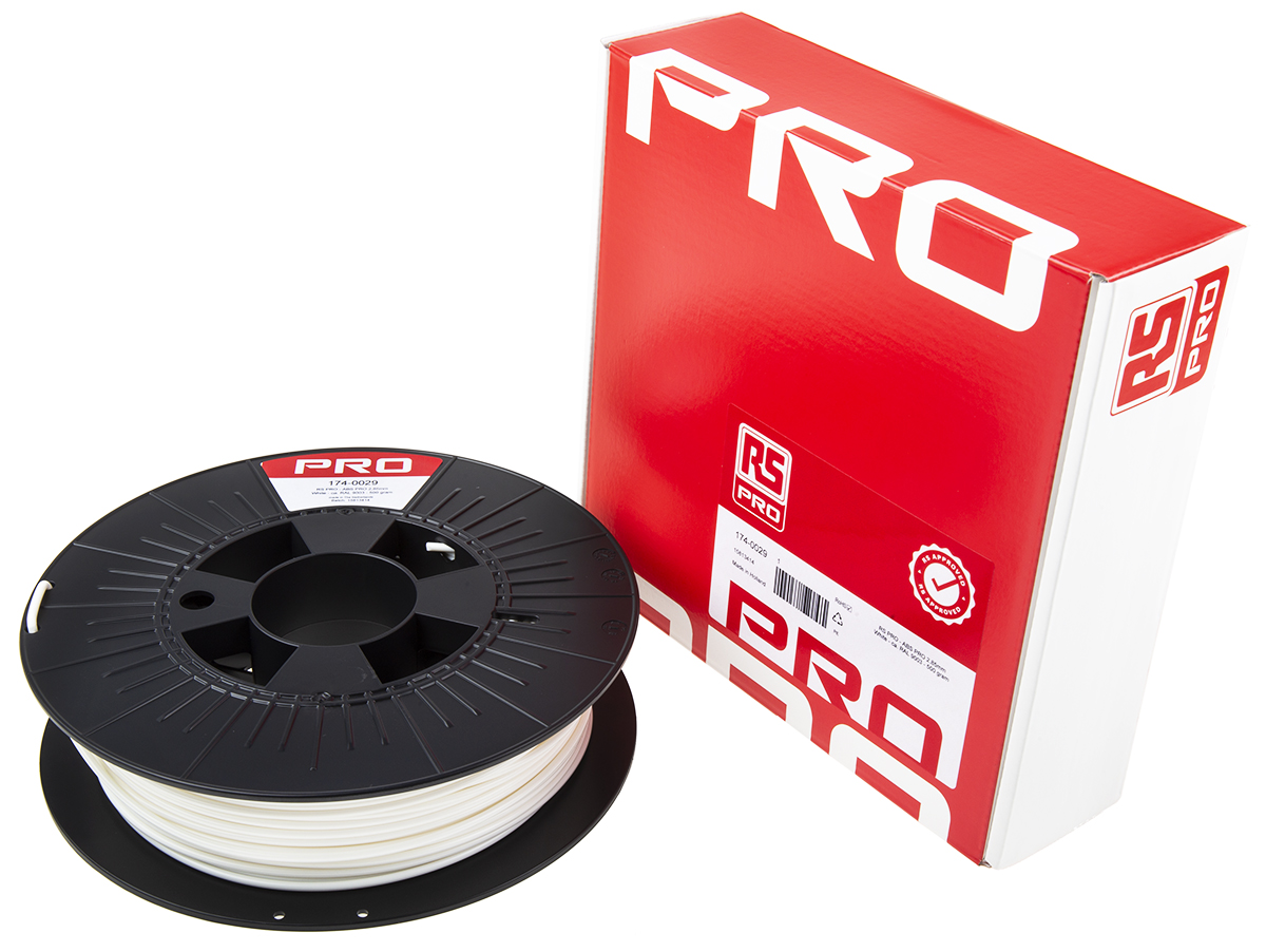 174-0029 RS PRO 2.85 mm White ABS-X 3D Printer Filament, 500 g