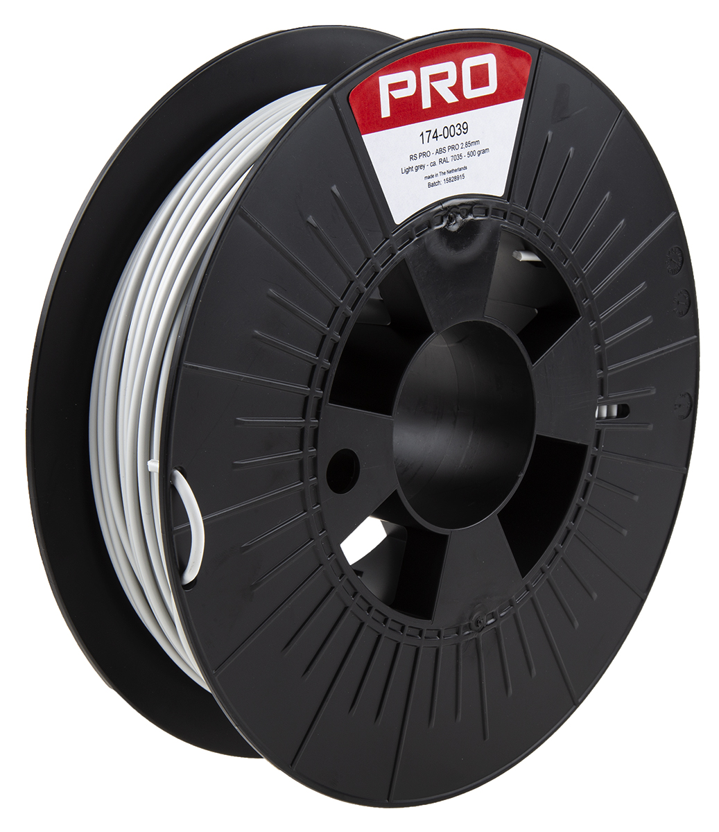 RS PRO 2.85 mm Grey ABS-X 3D Printer Filament, 500 g