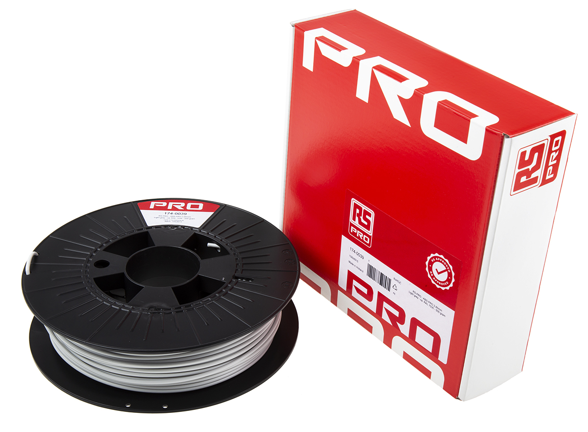 174-0039 RS PRO 2.85 mm Grey ABS-X 3D Printer Filament, 500 g