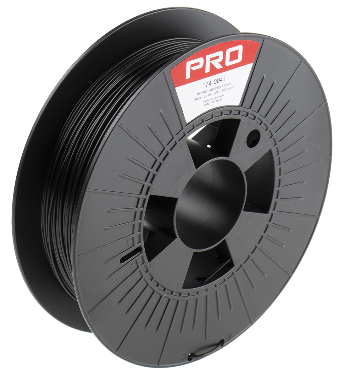 RS PRO 1.75 mm Black ASA 3D Printer Filament, 500 g