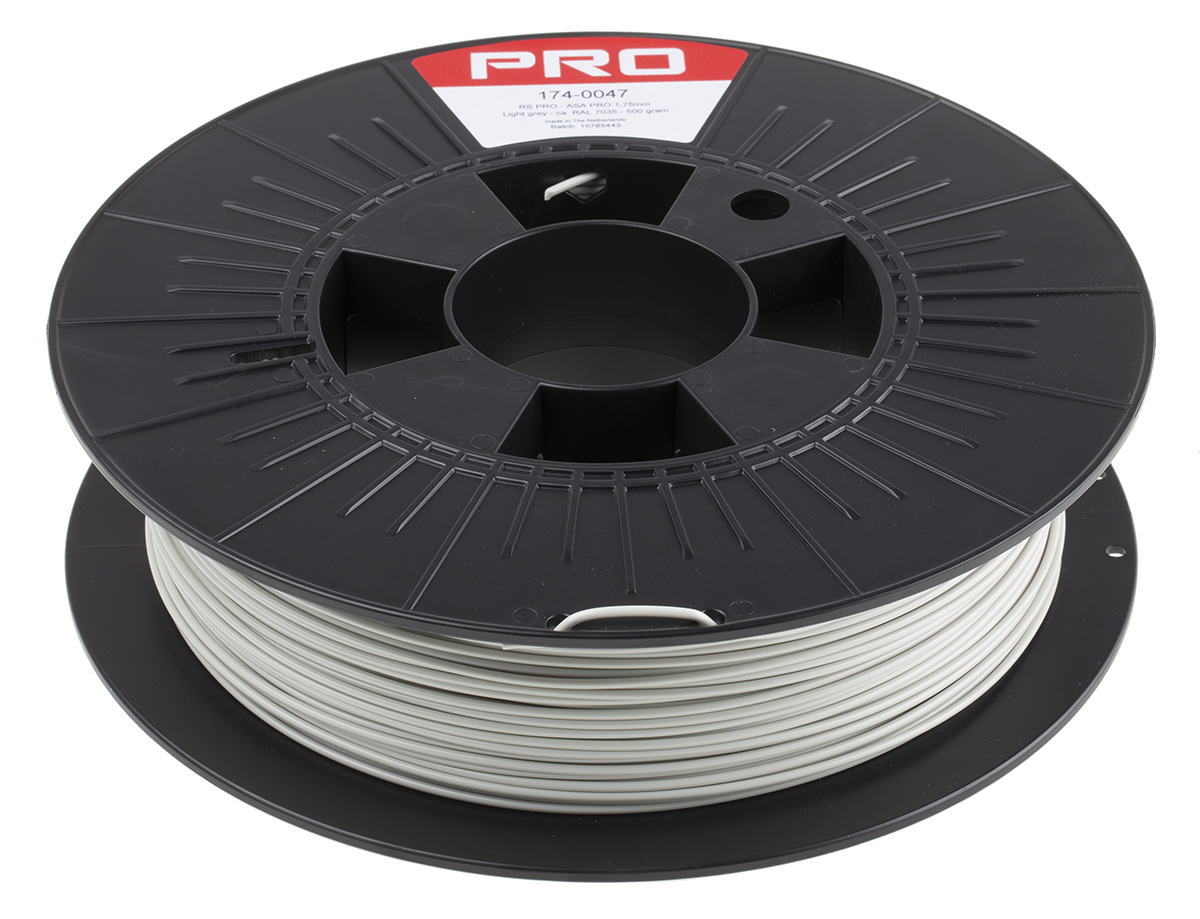 174-0047 RS PRO 1.75 mm Grey ASA 3D Printer Filament, 500 g