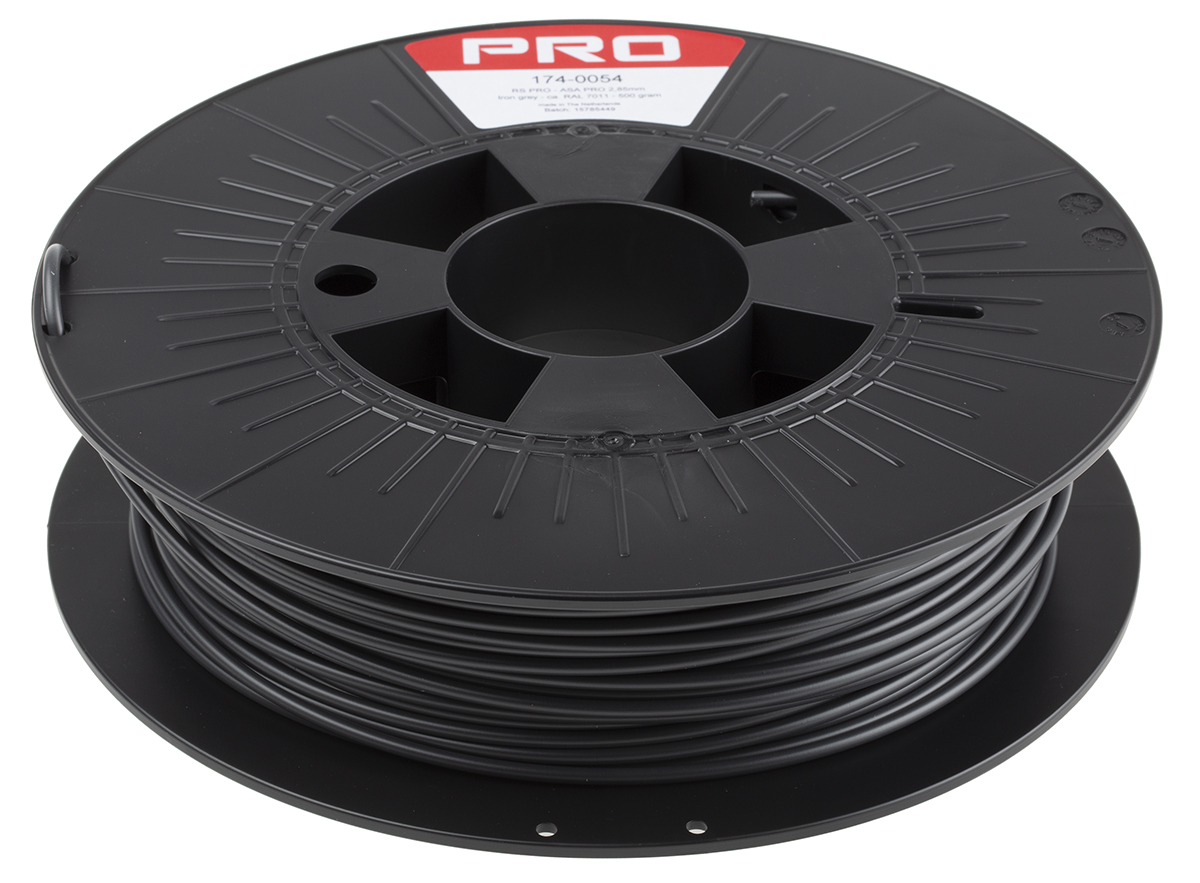 174-0054 RS PRO 2.85 mm Grey ASA 3D Printer Filament, 500 g