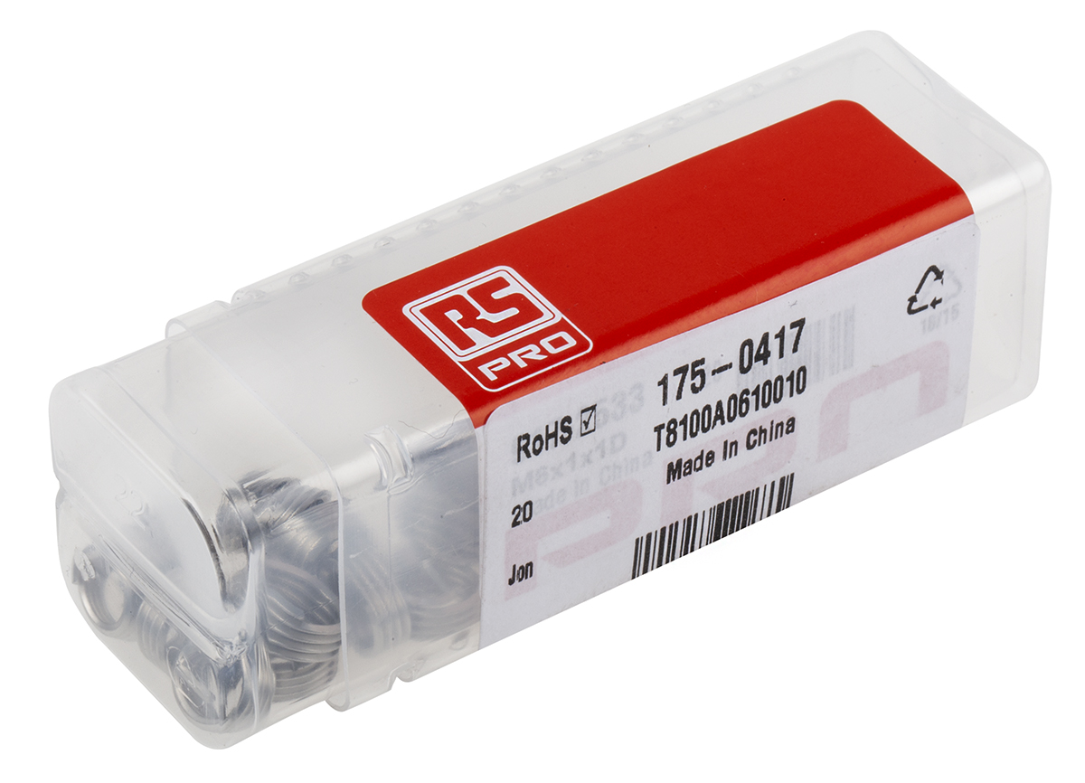175-0417 RS PRO Thread Repair Insert, Drill Size 6.2 mm