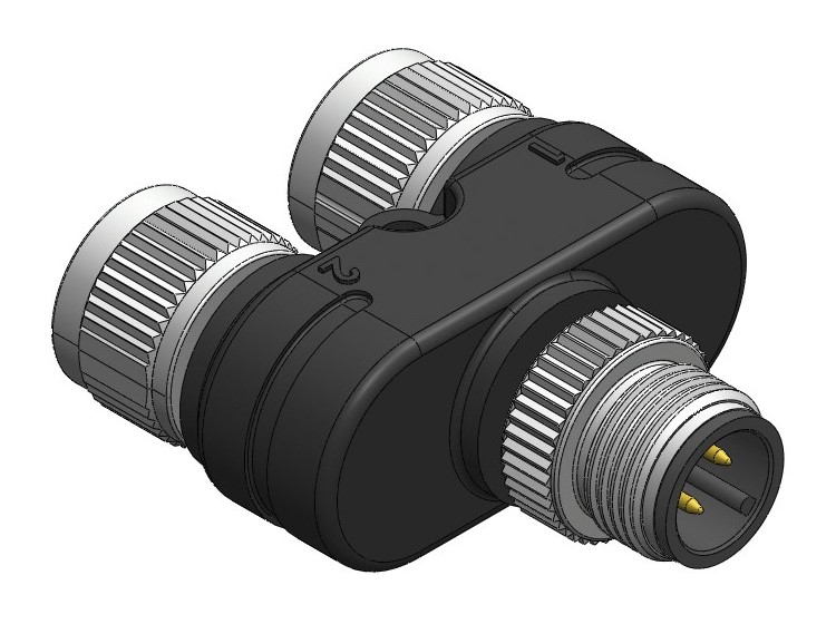 RS PRO Straight Circular Connector Adapter 4 M12 Male 3 M12 Female