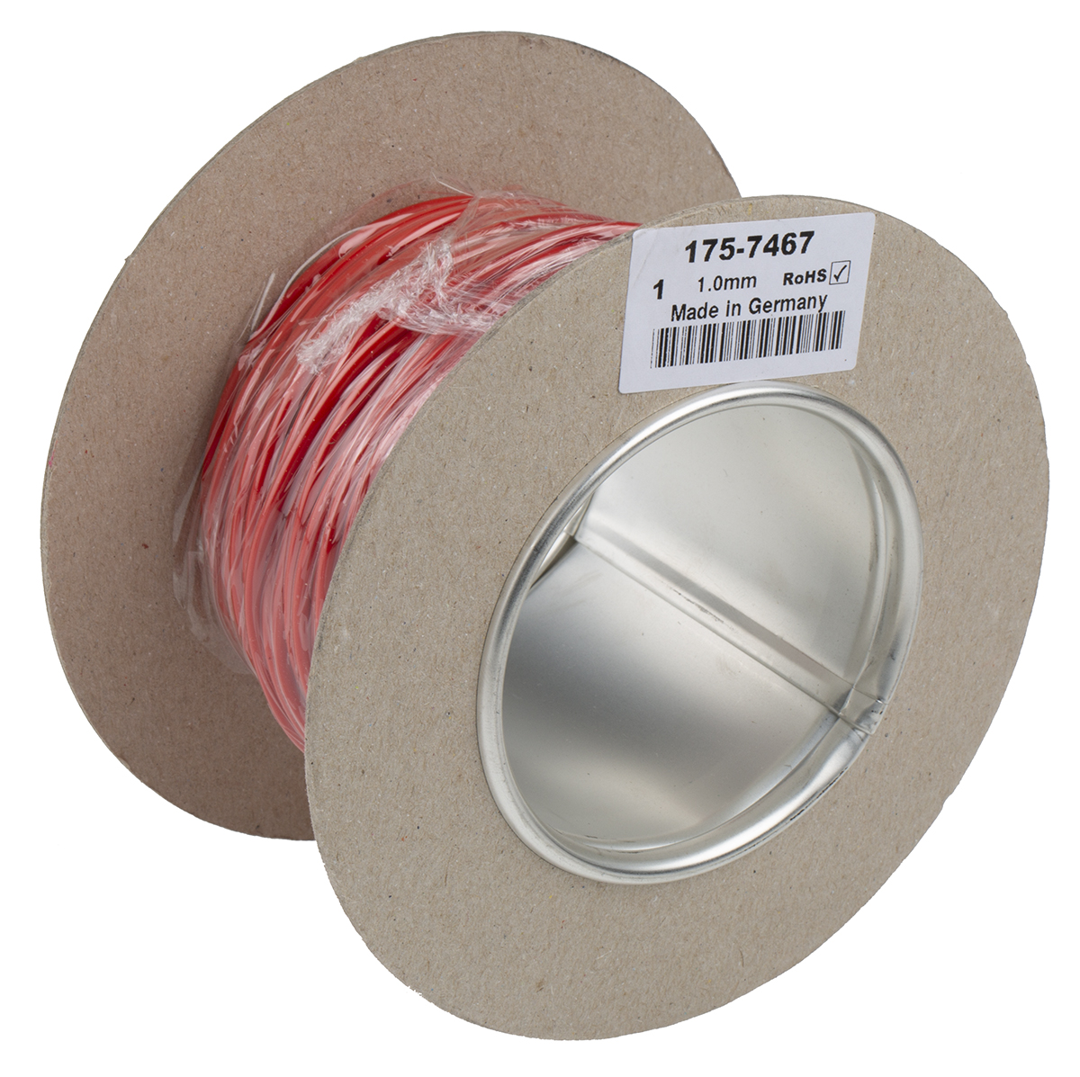 175-7467 Staubli Red Hook Up Wire, 17 AWG, 259, 25 m
