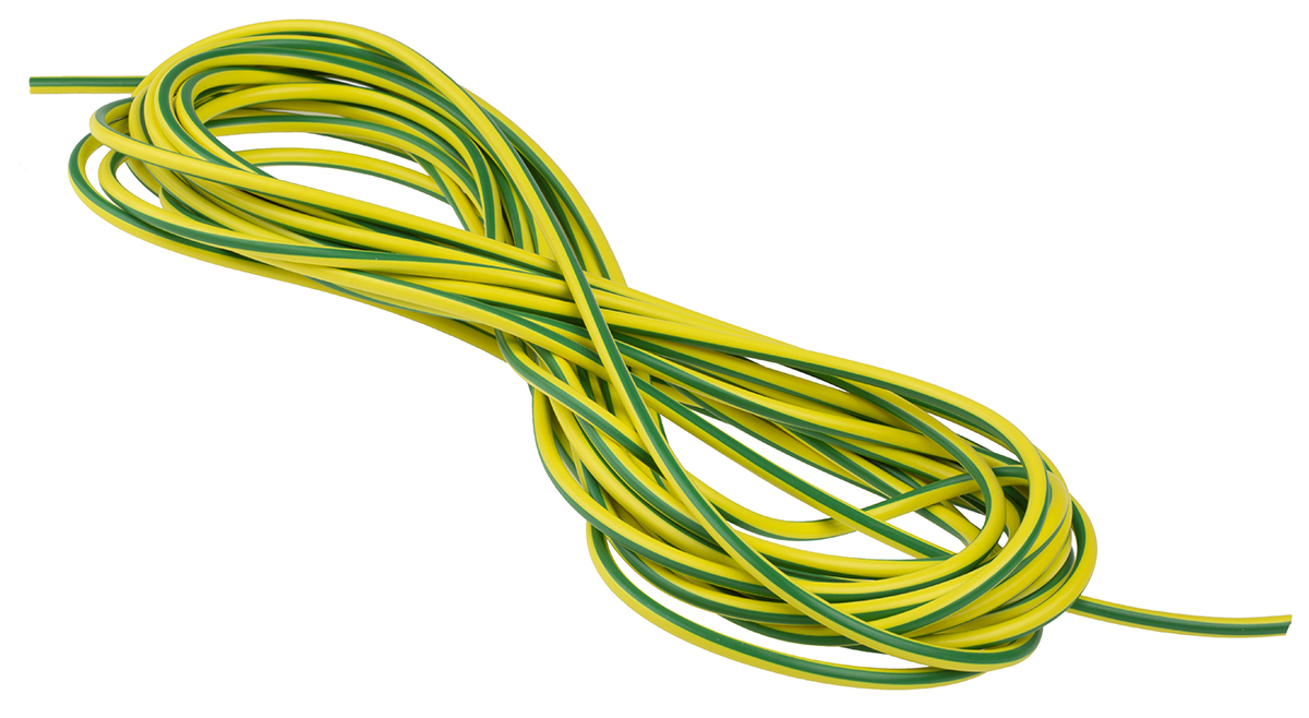 175-7468 Staubli Green, Yellow Hook Up Wire, 1036, 10 m