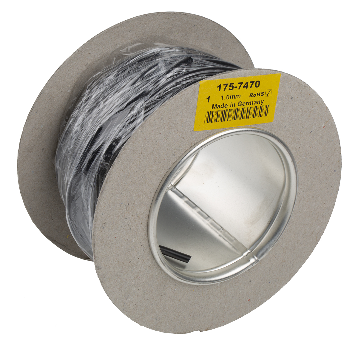 175-7470 Staubli Black Hook Up Wire, 17 AWG, 259, 25 m