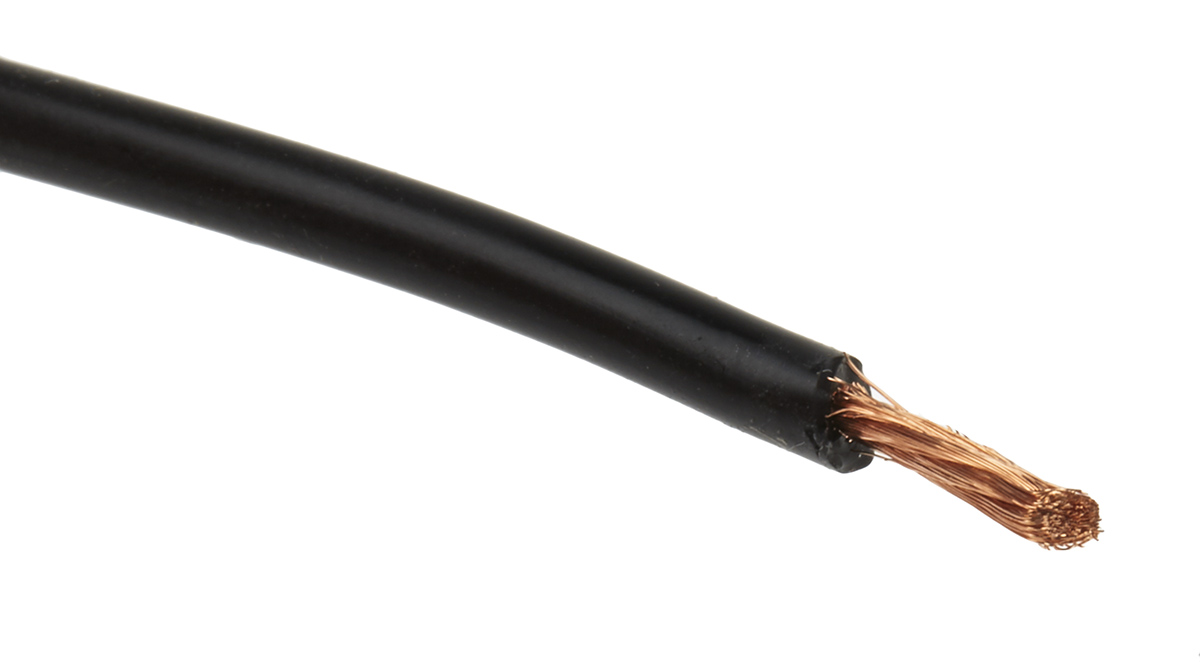 Staubli SiliVolt-1V Series Black Hook Up Wire, 256, 25 m