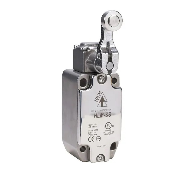 IDEM HLM-SS Series Short Roller Lever Safety Limit Switch, IP67, IP69K, Stainless Steel Housing, 240V ac, 3A