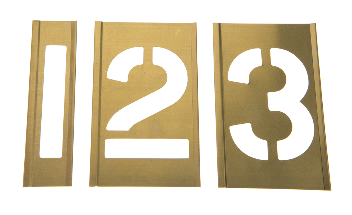 AT Brown 13 Piece Brass Stencil Numbers Only, 76 mm Character Height