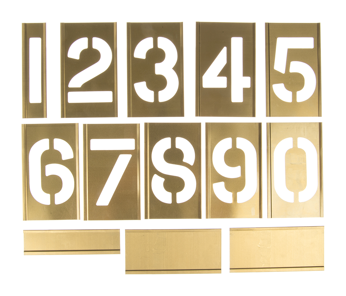 175136 AT Brown 13 Piece Brass Stencil Numbers Only, 76 mm Character Height