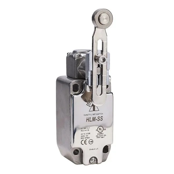 IDEM HLM-SS Series Adjustable Roller Lever Safety Limit Switch, IP69K, IP67, Stainless Steel Housing, 240V ac, 3A