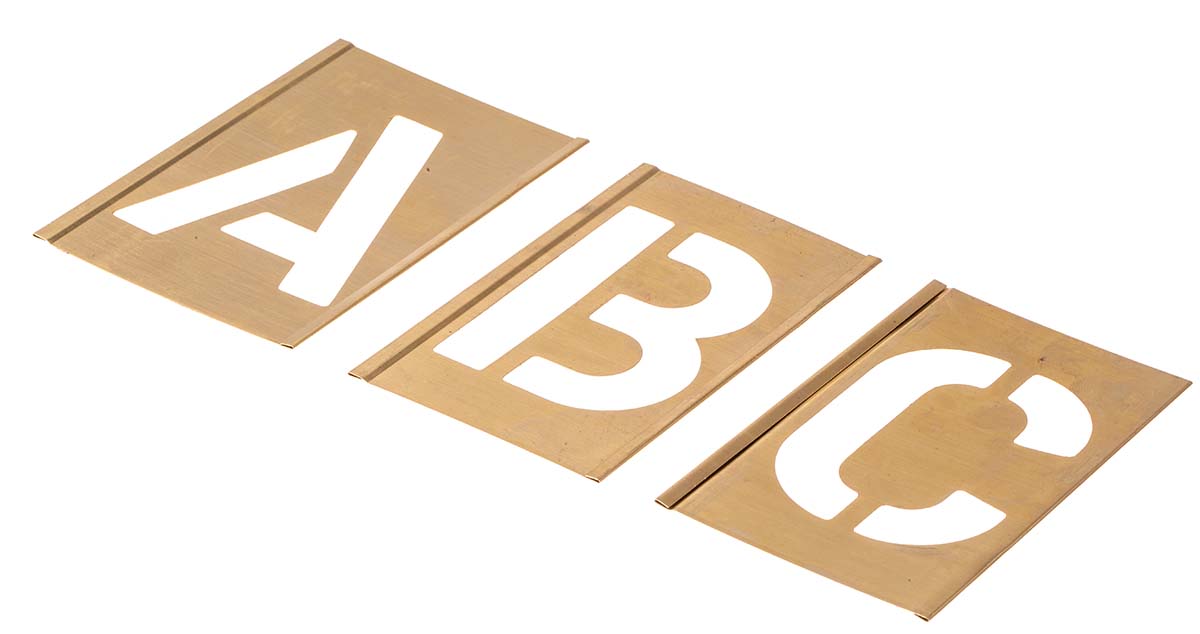 175303 AT Brown 30 Piece Brass Stencil Letters Only, 76.2 mm Character Height
