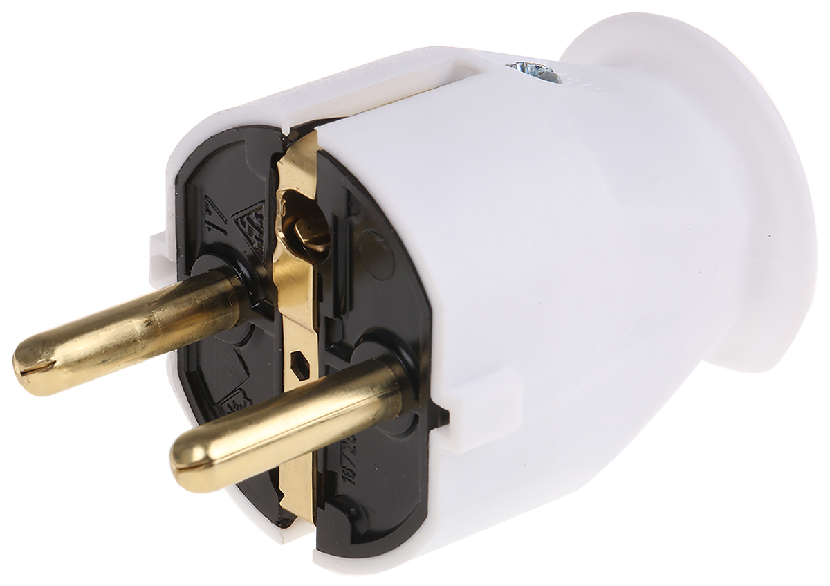 175702000 Kopp France, Germany Mains Plug White, 16A, Cable Polymer, 250V, Screw