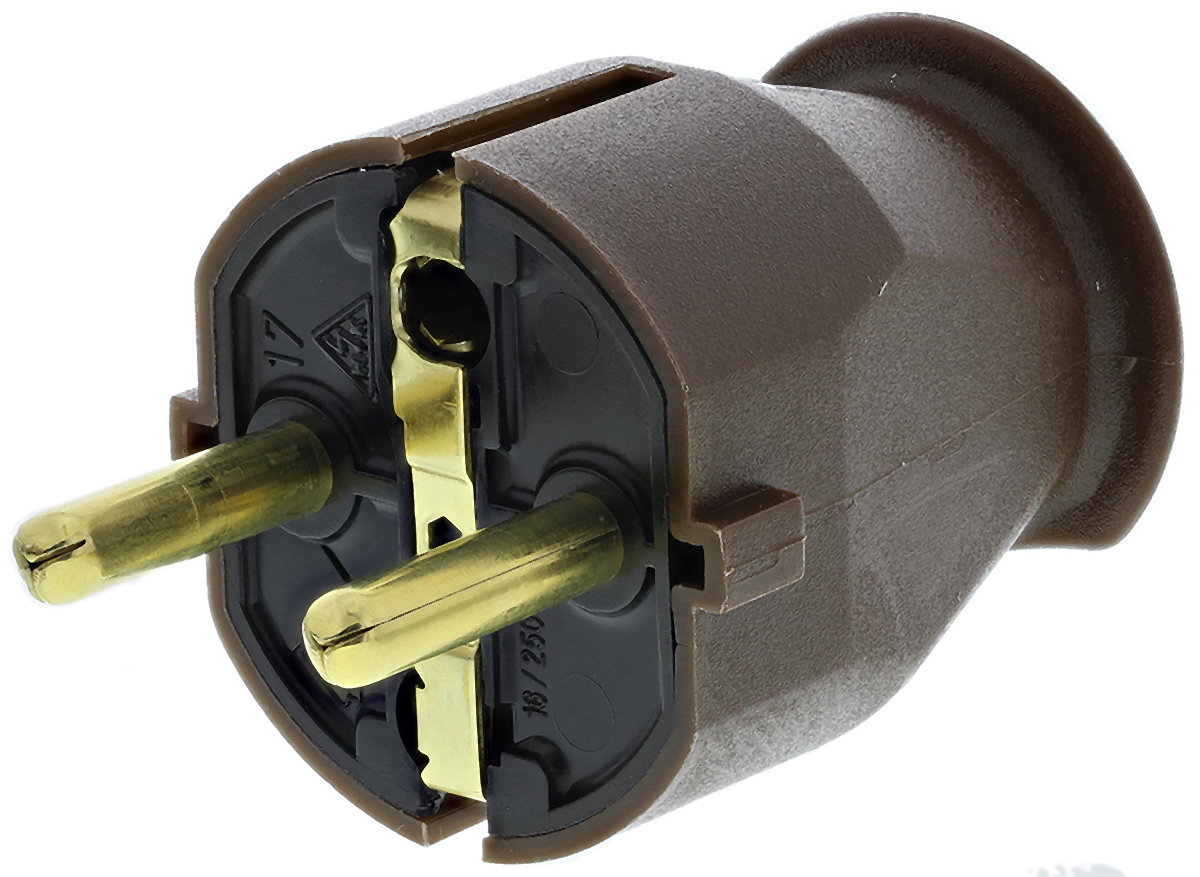 Kopp France, Germany Mains Plug Brown, 16A, Cable Polyvinyl Chloride, 250V, Screw